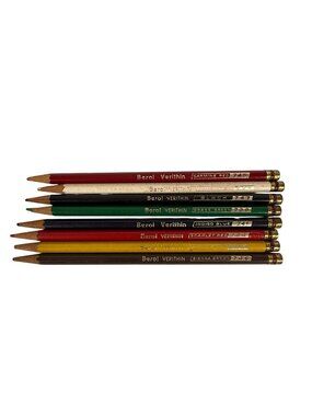 8 Vintage Berol Verithin Colored Pencils Carmine Red Black Canary Yellow Grass